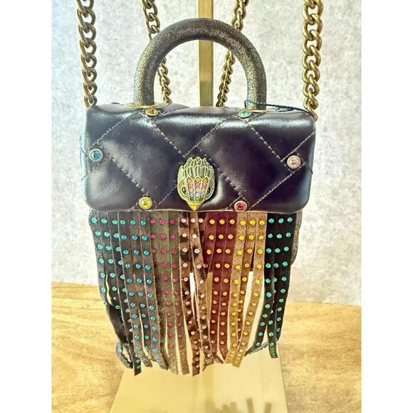 🔥 NWT Kurt Geiger London Micro Kensington Fringe Convertible Crossbody Bag Boho - Picture 4 of 13